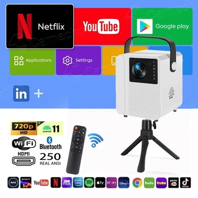 Android 11 2+16GB Projector 4K Portable Video WiFi Home Theater Bluetooth - Image 1 of 4
