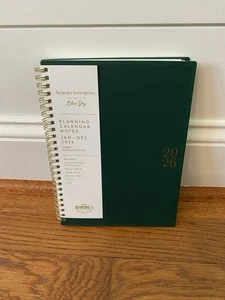 Blue Sky Bespoke Letterpress 2026 Calendar Planner Notes Weekly New Year Green - Picture 1 of 4