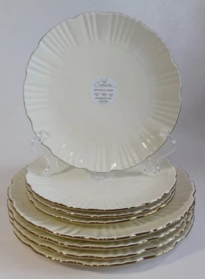 Camila New Gold Finish Scalloped Plate Set Pale Yellow, Freezer To Oven To Table - Image 1 of 2