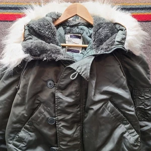 VTG Alpha Industries N-2B Flyers Parka Jacket USAF Mens Large Hooded Fur Trim - Picture 1 of 11