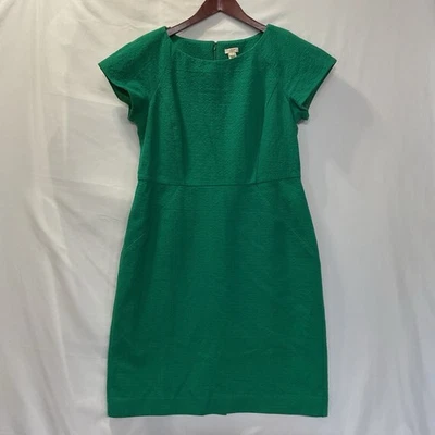 J Crew Womens Basketweave Sheath Cap Sleeve Dress Green Size 14 - Image 1 of 4