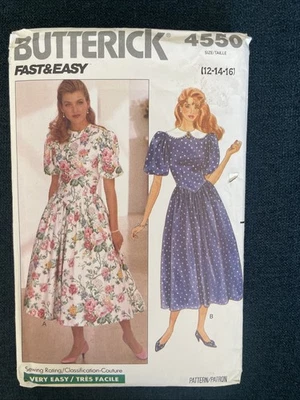 Vintage Butterick 4550 NEW Drop Waist Dress Flair Skirt Collar Size 12-14 EASY - Image 1 of 4