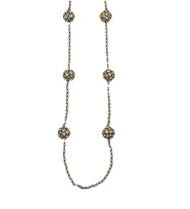 J.CREW Gold Tone Pave Ball Necklace 32 Inch Runway Statement Chain - Picture 1 of 13