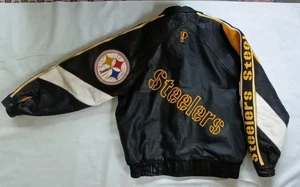 Vintage Pro Player Pittsburgh Steelers Full Zip Bomber Style Lederjacke Größe L - Bild 1 von 17