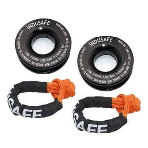 2PK Heavy Duty Recovery Ring Snatch Block Pulley w/Soft Shackles Tow Winch Rope - Picture 1 of 8