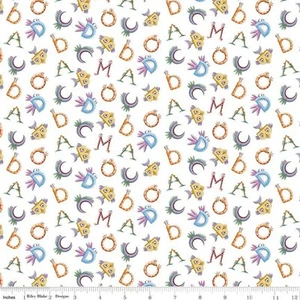 The Pout Pout Fish Alphabet Fish White Cotton Quilting Fabric 1/2 YARD - Picture 1 of 1