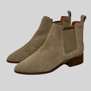 Lucky Brand Womens Boots 8US 38.5EU Lufti Chelsea Tan Suede Leather SlipOn Ankle - Picture 1 of 12