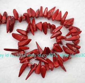 Natural Red South Sea Coral irregular Gemstone Loose Beads 15 inch AAA+ - Picture 1 of 12