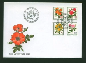 SVIZZERA 1977 FDC PRO JUVENTUTE SERIE COMPLETA 4 VALORI FIORI - Foto 1 di 1
