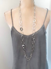 NWT Lia Sophia silver tone linked hoop chain necklace 40" long