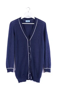 Prada Womens Blue Wool V Neck Cardigan Size 38 #T6 - Picture 1 of 12