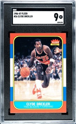 1986-87 Fleer #26 Clyde Drexler Portland Trailblazers RC SGC 9 - Image 1 of 2