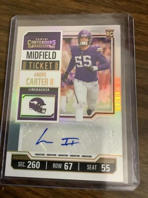 2023 CONTENDERS  ANDRE CARTER II ROOKIE VARIATION MIDFIELD TICKET AUTO 11/50 - Image 1 of 2