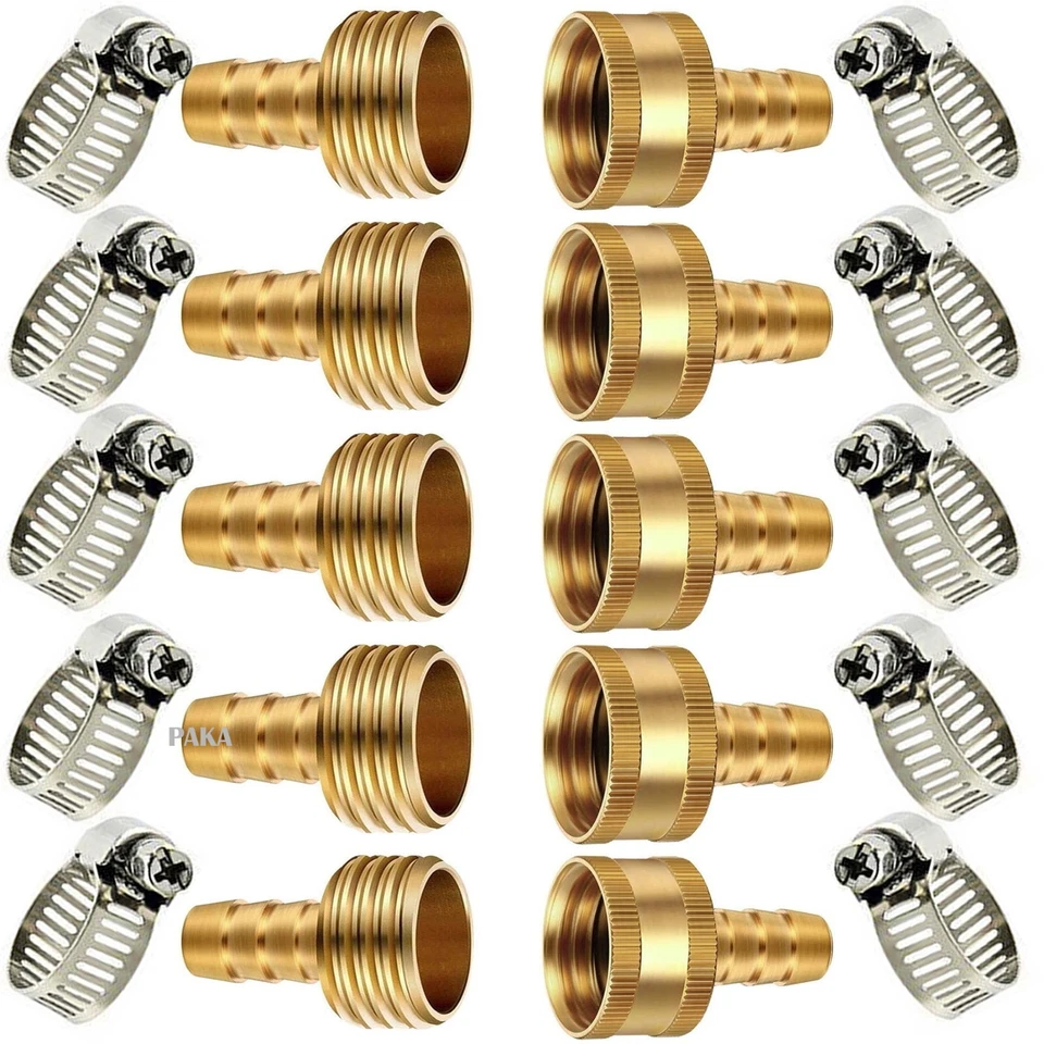 PACK 5 Kit de reparación de extremos de manguera de latón de jardín de 3/8" conector de manguera macho hembra Foto 1 de 1