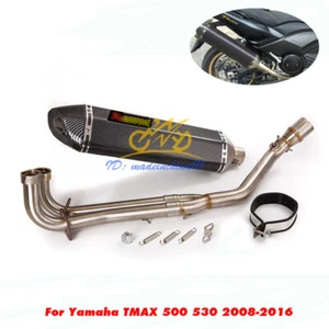 Full System Exhaust Front Pipe Muffler Slip On For Yamaha TMAX 500 530 2008-2016 - Picture 1 of 12