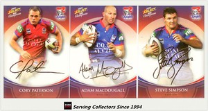 2008 Select NRL Champions Printed Foil Signature Card Team Set(3) Knights