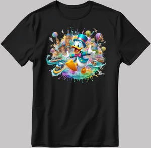 Donald Duck Figur lustig kurzärmelig weiß-schwarz Herren/Damen T-Shirt C514 - Bild 1 von 5