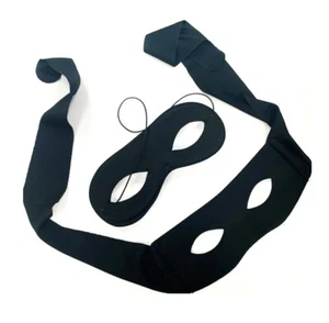 Black Eye Mask Halloween Robber Superhero Masquerade Ball Costume Fancy Dress - Picture 1 of 4