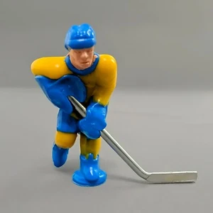 Vintage Stiga Table Hockey Spare Player With Metal Stick Yellow Blue Sweden - Picture 1 of 12