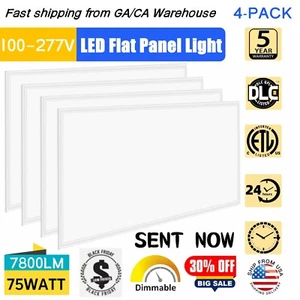 2x4 LED Flat Panel Light, 4 Pack 8400LM 2x4 Flat Panel Ceiling Lighting Fixture - Picture 1 of 20