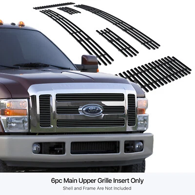 Para Ford F-250/F-450 SD 2008-2010 superior inoxidable negro billet rejilla inserto Foto 1 de 4