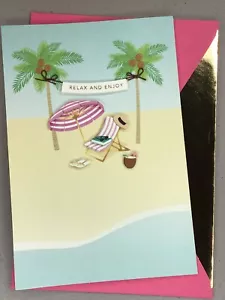 Hallmark Happy Mother's Day Signature Card RELAX & GODITI SPIAGGIA 3D CHIUNQUE MAMMA - Foto 1 di 5