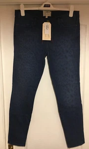 NWT Current/Elliott Sapphire Blue Ankle Skinny Leopard Print Jeans 32/UK 14 £200 - Picture 1 of 7