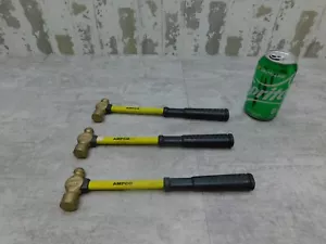 3 NEW Ampco .25# Brass Ball Peen Hammer, Fiberglass Handle, H-00FG - Picture 1 of 2