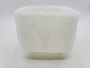 Vintage Milk Glass Square Grape and Leaf Embossed Planter candy dish vase small - Picture 1 of 8