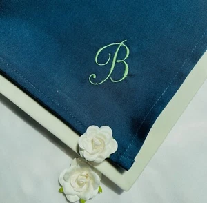 6 or 12, Personalized, Monogrammed, Navy Blue, Cloth Napkins. Poly Cotton - Picture 1 of 6