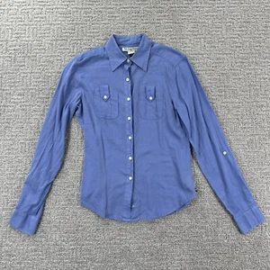 Polo jeans Ralph Lauren piccola camicia blu con bottoni manica ad alta scheda top donna - Foto 1 di 14