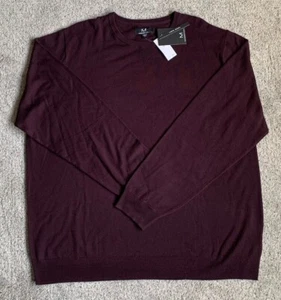 Neu mit Etikett Magaschoni burgunderroter leichter Herrenpullover aus 100 % Wolle XXXLT Big & Tall - Bild 1 von 5