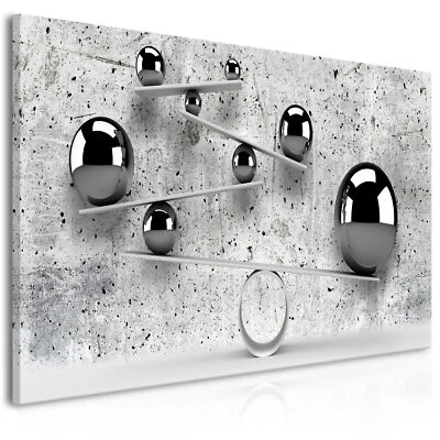 3D Kugeln Grau Silber Beton VLIES LEINWAND DEKO BILDER WANDBILDER XXL WOHNZIMMER - Bild 1 von 3