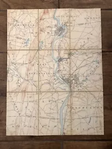 Vintage 1900s Massachusetts-Connecticut, Springfield Linen-Back Fold-Up Map - Picture 1 of 6