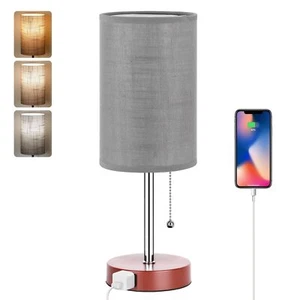 Table Lamp for Bedroom 3-Color Bedside Lamps with Pull Chain Bedroom Table La... - Picture 1 of 6