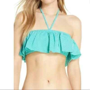 New J. Crew Green Ruffle Bandeau Tie Bikini Top - Picture 1 of 6