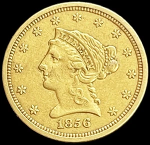 1856 GOLD UNITED STATES $2.5 DOLLAR LIBERTY HEAD QUARTER EAGLE COIN - Picture 1 of 2