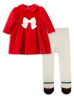 NEW Little Me	Classic and charming holiday baby girl's red dress set, tights - Image 1 of 4