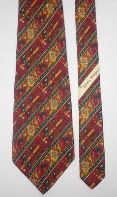 SALVATORE FERRAGAMO ORO ROJO con GUEPARDOS Y CAMELLOS CORBATA 100% SEDA ITALIANA 58" Foto 1 de 4