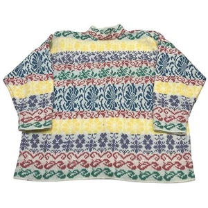Vintage Maggie Lawrence Sweater Womens 22/24 Rainbow Floral Print Cottagcore - Picture 1 of 8