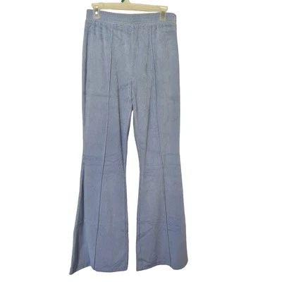 Aerie Groove On Velour High Waist Flare Pants Size M LONG Baby Blue 70s Retro - Image 1 of 4