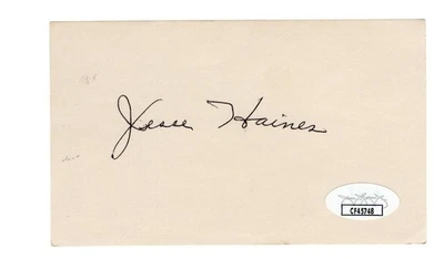 Jesse Haines Signed Autographed 3X5 Index Card Cardinals HOFer JSA CF45748 - Image 1 of 2