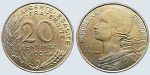 Coin France 1995 20 centimes Marianne Cupro - Picture 1 of 3