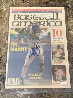 Manny Ramirez 1993 Baseball America Signed JSA Auto INDIANS MINOR LEAGUE Page - Image 1 of 4