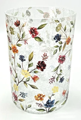 洋基蜡烛裂纹玻璃秋季花卉支架大罐花全新全新带盒 — 第 1/4 张图片