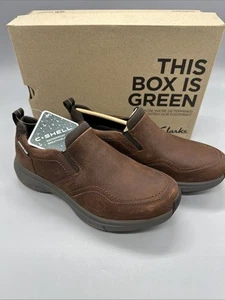 Clarks Wave 2.0 Edge Loafer Brown Oily Leather Slip On Casual Office Men’s 7.5 - Picture 1 of 12
