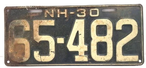 Vintage 1930 As Found New Hampshire License Plate #65-482 - Picture 1 of 2