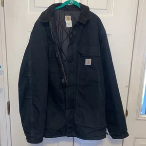 Chaqueta Carhartt C03 Negra Acolchada Pesada Trabajo Pato Cuello Pana 46 Alto Negra - Imagen 1 de 5
