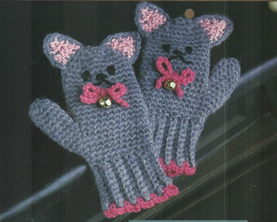 LUVAS DE GATINHO 2 TAMANHOS INFANTIS TAMANHO DIGESTÃO PADRÃO DE CROCHÊ INSTRUÇÕES - Imagem 1 de 1