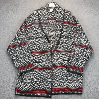 Cardigã Aspen Feminino 3X Cinza Geométrico Mistura de Lã Frente Aberta Suéter Malha - Imagem 1 de 4